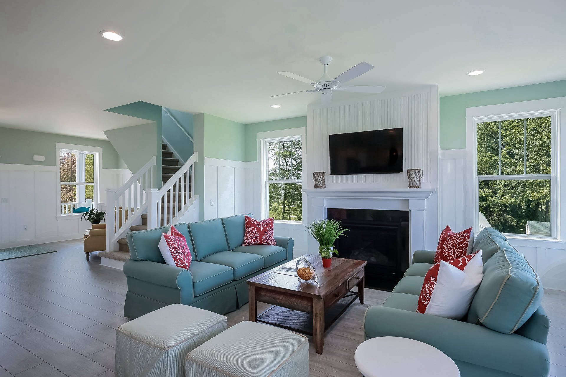 A clean and tidy living room in a holiday let